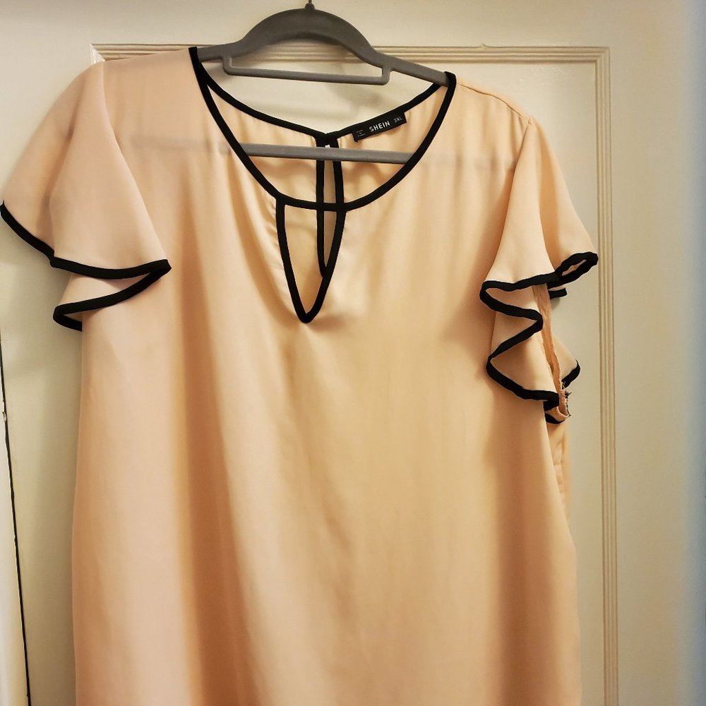 Shein Keyhole Ruffle Sleeve Blouse